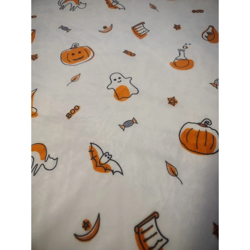 Hello Spud My First Boo Halloween Baby Blanket Pumpkin Ghost Sherpa White Orange